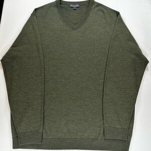 Hart Schaffner Marx Extra Fine Merino Wool Sweater 2XT Olive Green Quiet Luxury